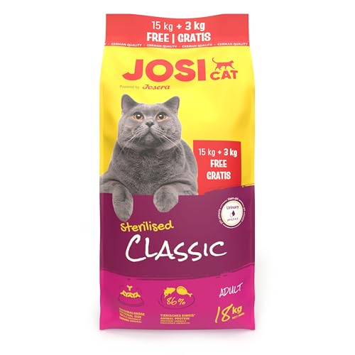 JosiCat Sterilised Classic 1 x 15 3kg Adult Premium Trockenfutter für kastrierte Katzen mit wenig Fett und viel Protein Powered by JOSERA Katzenfutter Alleinfuttermittel 1er Pack