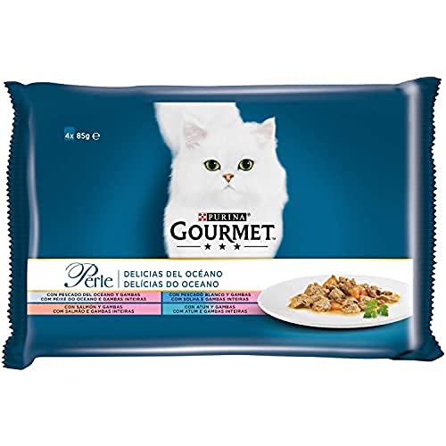 Purina Gourmet Perle Meeresleckereien Nassfutter Katzenfutter Sortiment Fisch 4 Beutel 85g