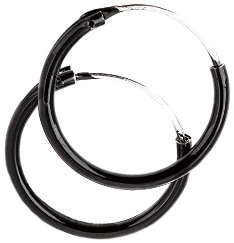 Schwarze Creolen GOTHIC 1.4 cm Bohemia Ohrschmuck 925 Sterlingsilber