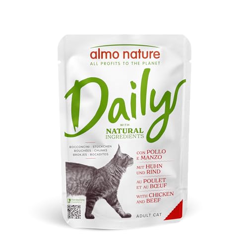 almo nature Daily Katzenfutter mit Huhn und Rind Alleinfutter für Erwachsene Katzen Nassfutter- 30er Pack 30 x 70 g