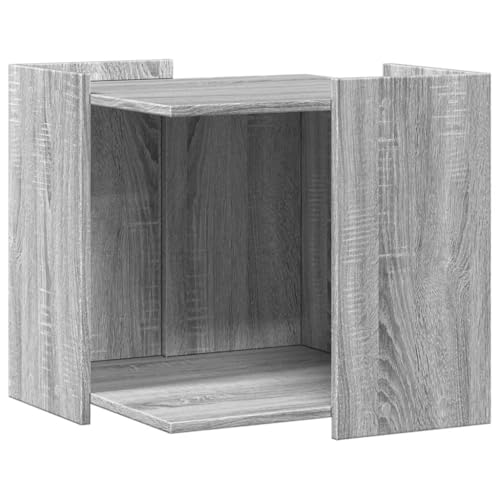 vidaXL Katzenklo Schrank Katzenschrank Katzentoilette Beistelltisch Katzenhaus Katzenmöbel Verstecktes Design Grau Sonoma Holzwerkstoff