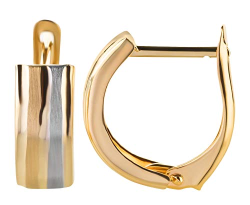 Ardeo Aurum Damen Ohrringe-Creolen aus 333 Gold bicolor Gelbgold Weißgold rund ohne Stein