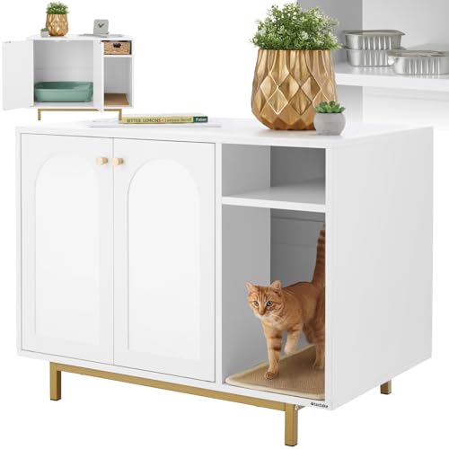 tectake Katzentoilette Schrank Katzenschrank für Katzentoilette Katzenklo Schrank verstecktes Katzenklo Katzentoilettenschrank Schrank Katzenklo mit Ablage und Katzenstreumatte