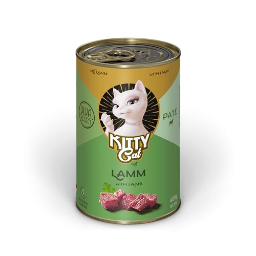 KITTY Cat Pat Lamm 6 x 400 g Nassfutter für Katzen getreidefreies Katzenfutter mit Taurin Lachsöl und Grünlippmuschel Alleinfuttermittel mit hohem Fleischanteil Made in Germany