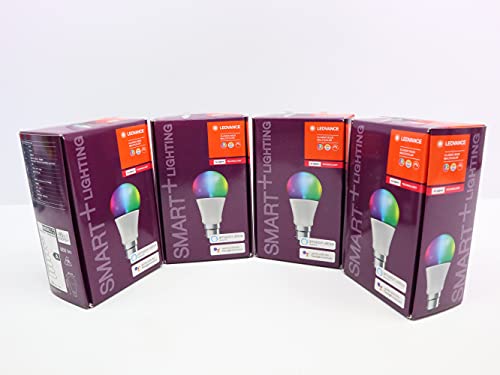 4 x LEDVANCE Smart LED ZigBee Lampe mit B22d Sockel warmweiß bis tageslicht Farbwechsel RGB dimmbar Direkt kompatibel mit Echo Plus und Echo Show 2. Gen. Kompatibel mit Philips Hue Bridge