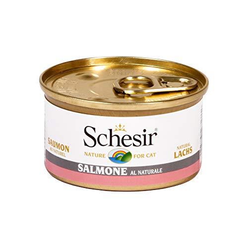 Schesir Cat Natural Lachs Katzenfutter nass im eigenen Saft 24 Dosen x 85 g