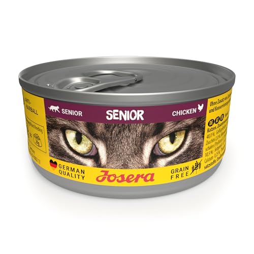 JOSERA Nassfutter Senior 12 x 85 g Senior Premium Katzenfutter nass für ältere Katzen Huhn getreidefrei mit wertvollen Antioxidantien Anti-Haarballen Alleinfutter 12er Pack