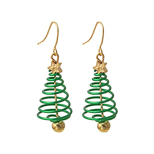  Englisches Design Weihnachtstropfen Weihnachtsohrring Schmuck Geschenke Kleiner netter Weihnachtsbaum Ohrring Schmuck für Frauen Mädchen Auf Green One Size