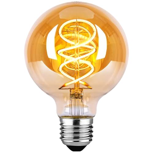 DUTSUGUAR Edison Vintage Glühbirne E27 E27 LED Vintage Dimmbar 4W G80 Glühbirne LED Warmweiss Ideal für Dekorative Nostalgie und Retro Beleuchtung Bernstein- 1 Stück