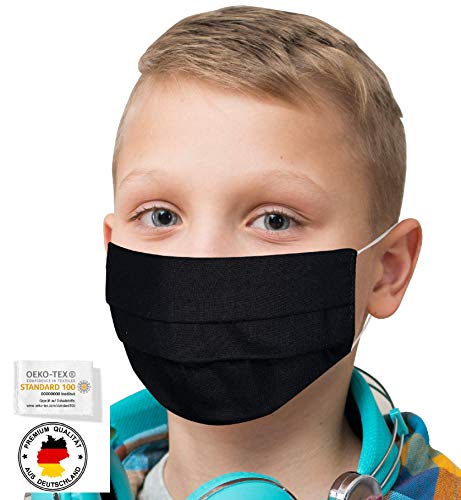 Mundschutz KINDER Mundschutz Maske Mundschutz mit Motiv gepunktet Masken Mundschutz waschbar Stoffmasken Mundschutz SCHWARZ