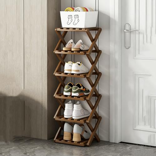 Onxyrbyte Klappbarer SchuhstäNder Aus Holz Multifunktionales Schmales Schuhregal Vertikales Schmales Schuhregal Robust Und VerschleißFest FüR Korridore Schlafzimmer Wohnzimmer Ecke