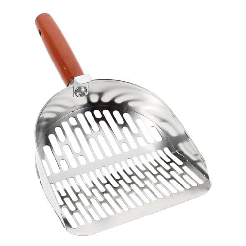 BESPORTBLE Katzenstreuschaufel Metall mit Feinem Sieb Tiefe Kotschaufel mit Ergonomischem Griff Robuste Streuschaufel für Streuarten Zur Katzentoilettenreinigung