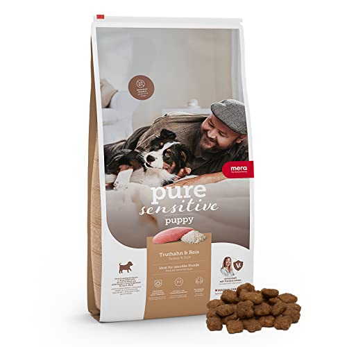 MERA Pure Sensitive Puppy mit Truthahn und Reis leicht verdauliches Hundefutter für Welpen glutenfreies Trockenfutter ohne Weizen 4kg