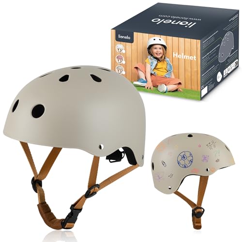 LIONELO Helmet Schutzhelm für verstellbar 50 56 Kinnschutz Intertek zertifizierter für Mädchen Jungenöße S