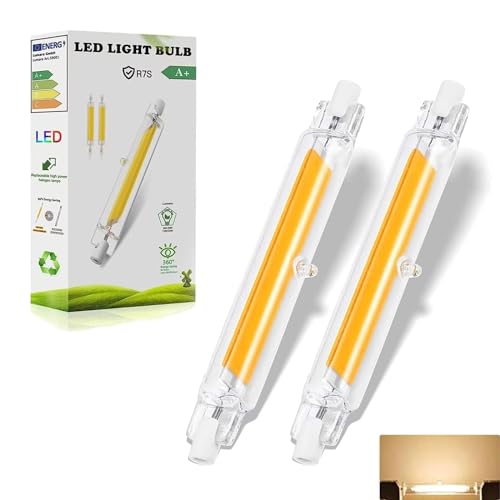Dvnoua R7S LED 118mm Dimmbar 20W R7S LED 118mm Lampen Ersatz für 200W Halogen Leuchtmittel Led R7s Glühbirne Warmweiß 3000K 2000LM Kein Flackern 360 Abstrahlwinkel 2er Pack
