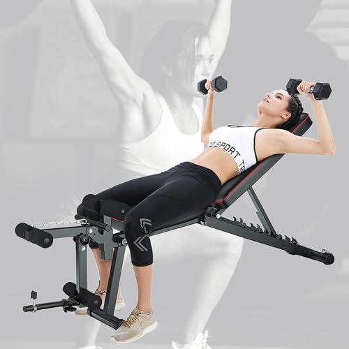 Hantelbank Klappbar Schrägbank Verstellbare Hantelbank - Beinstrecker Und Curlmaschine Trainingsbank Für Zuhause Krafttrainingsgerät 200 Kg Tragkraft Black 118x111x48cm