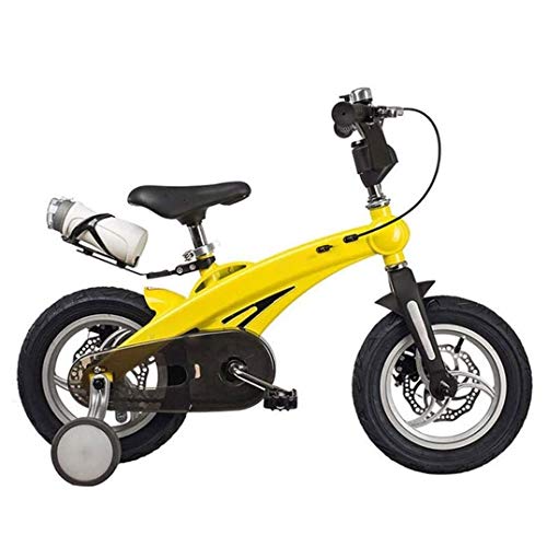 FQCD mit Stützrädern mit Ständer Handbremse und Rücktritt Kinderrad mit Stützrädern   Das als Geschenk Jungen Mädchen ab 2 9 Jahre Color Yellow Size 16inch