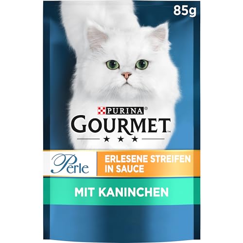  Perle Erlesene Streifen Katzenfutter nass mit Kaninchen 26er Pack 26x 85g