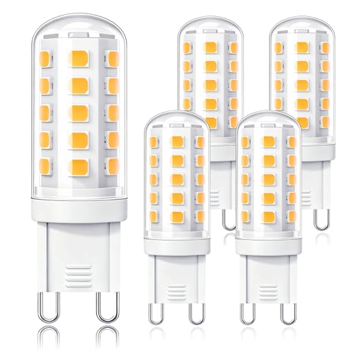 Cinsenten 3W G9 LED Lampe energieklasse B Warmweiß 3000K 580LM Ersatz 40W 33W 28W Halogen Leuchtmittel GU9 Flimmerfrei LED Glühbirne Nicht Dimmbar für Deckenleuchten Wandlampen Tischlampen 5 Stück