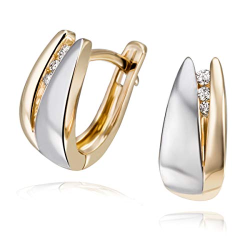 Goldmaid Damen-Creolen Bicolor 585 Gelbgold 6 Brillanten 0 04 ct. Ohrring