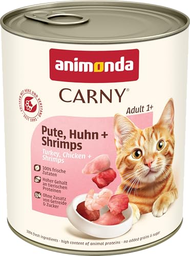 animonda Carny Katzen Nassfutter Pute Huhn Shrimps 6 x 800g getreidefreies Katzen Nassfutter ohne Zucker mit frischen fleischigen Zutaten
