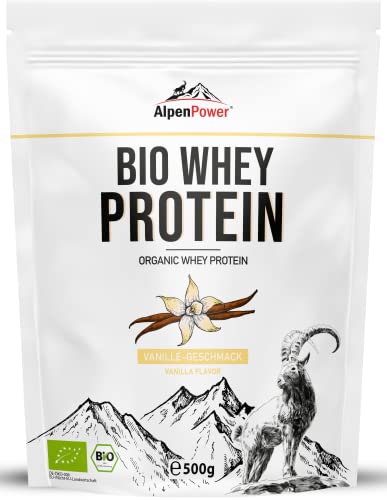AlpenPower BIO WHEY Protein Vanille 500 g - 100% natürliche Zutaten ohne Zusatzstoffe - Hochwertiges CFM Eiweiß-Pulver aus bester Bio-Alpenmilch