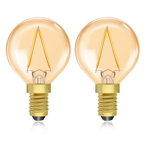 Luxvista E14 LED Retro-Glühbirne 1 5W Warmweiß 2200K bernstein energiesparend wie 20W kleine Kerzenform für Lampen Kronleuchter 2 Stück