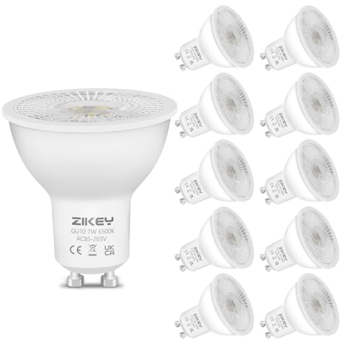 ZIKEY GU10 LED Lampen Kaltweiß 7W LED Leuchtmittel 650LM ersetzt 60W Halogenlampen 6500K GU10 LED Spot Birnen Nicht Dimmbar 38 Abstrahlwinkel 10er Pack