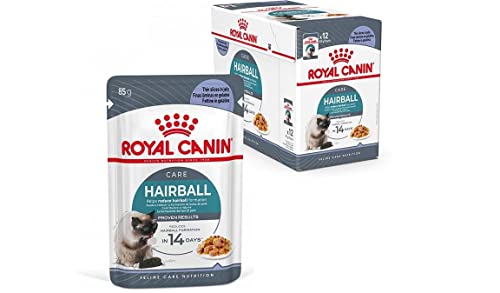 Royal Canin FCN Hairball Care Jelly 12 x 85 g Alleinfuttermittel für ausgewachsene Katzen feine Stückchen in Gelee Kann zur Verringerung der Bildung von Haarballen beitragen