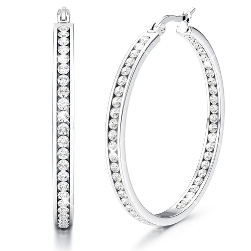 Adramata Hypoallergen Kreolen AAA Zirkonia Hängend 40mm 50mm 60mm Earrings For Women Rosegold