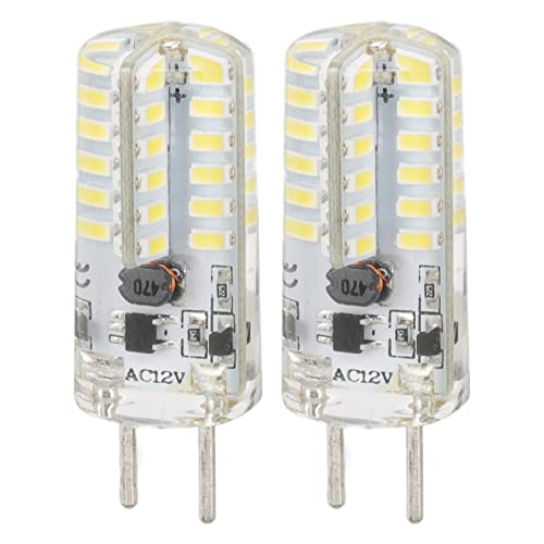 Hyuduo GY6.35 Birne Augenschutz Energiesparend 6000K 3W 48 LED Glühbirne für Kronleuchter Tischlampe 12V 2 Stück Energiesparende LED Maisbirnen Kandelaber Glühbirnen für Schlafzimmer