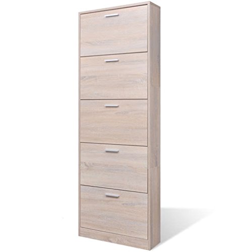 Tidyard 5 Aufbewahrungsfächer Schuhbank Schuhständer Schuhablage Flur 59x 17x 169 cm 5 Schuhkippern