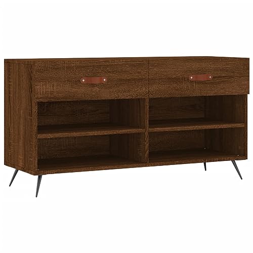 vidaXL 2 Schladen 4 Fächern viel Stauraum Schrank Schuhablage Modern Braun Eichen Optik Holzwerkstoff