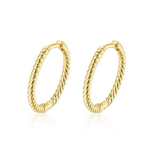 Gedrehte Mini Creolen Silber 925 Klein Gold Ohr Kreolen Vergoldet Klappcreolen 8mm 12mm Greolen Knorpel Helix Huggie Hoop Earrings Griolen Ohrringe