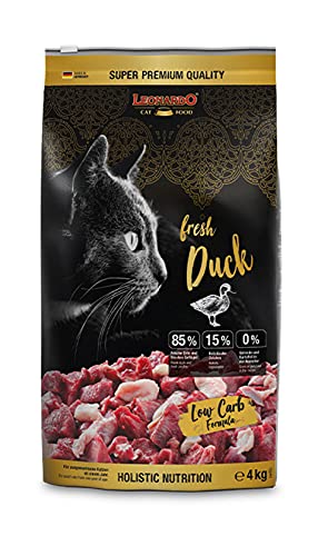 Leonardo Fresh Duck Poultry 4kg Katzenfutter Trockenfutter mit 85% Frischfleisch für Katzen Alleinfuttermittel für ausgewachsene Katzen Aller Rassen ab 1 Jahr