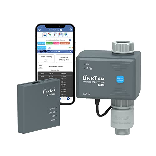 LinkTap G2S Drahtlose Bewässerungscomputer Gateway Wassermengenzähler - Automatische Bewässerungsuhr IP66 mit App für Garten Größere Reichweite Als WiFi Echtzeit-Fehlererkennung Benachrichtigung