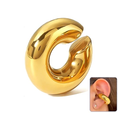  für große Ear Cuff Clips rundes Design dick Loch vergoldet und silberfarben Chunky Ringe Mediano Sterling Silber Mondstein