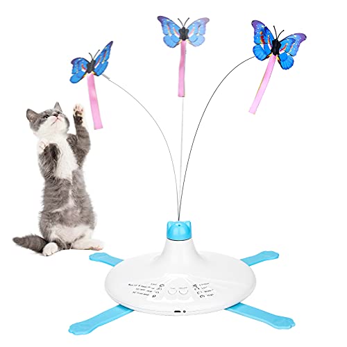 HAPPY HACHI Interaktives Katzenspielzeug Schmetterling für den Innenbereich 360 Drehbarem Katzenteaserspielzeug Intelligenz Selbstbeschäftigung Katzen Spielzeug mit USB Aufladbar