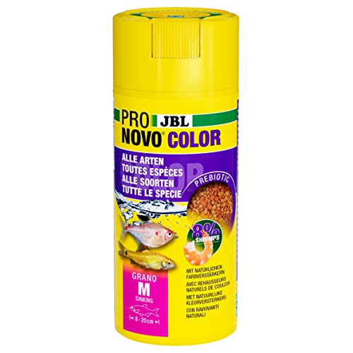 JBL PRONOVO COLOR GRANO CLICK Farbfutter für alle Aquarienfische von 8 20 cm Klickdosierer Fischfutter Größe M 250 ml