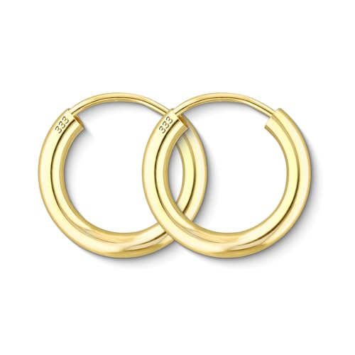 EDELIND Creolen Gold Klein 15mm 333 Gelbgold Breite 2 5mm Ohrringe Mädchen 8K Echt Gold Damen Ohrringe mit Schmuck Geschenk Box Geschenke für Frauen