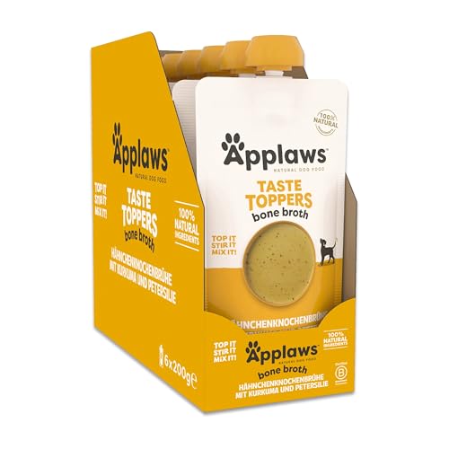Applaws Taste Toppers 100% natürliche Hundefutter Topper Hühnerbrühe für trockene Hundefutter 6 x 200g Beutel