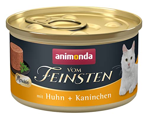 animonda vom Feinsten Mousse Katzenfutter Nass Katzennassfutter für Erwachsene Katzen zuckerfrei mit Huhn Kaninchen 12 x 85
