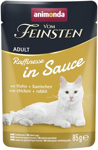 animonda vom Feinsten Adult Raffinesse Katzenfutter in Sauce mit Huhn Kaninchen 24x 85g Nassfutter mit Taurin und Vitamin D3 ohne Zusatz von Zucker und Konservierungsstoffen