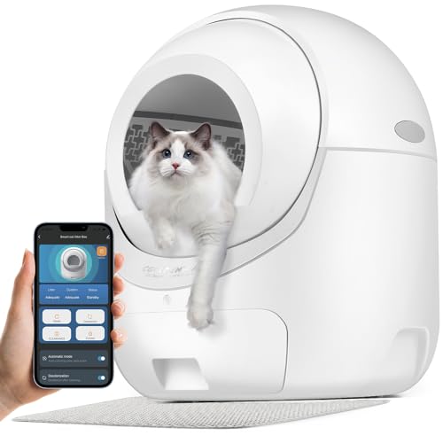CGOLDENWALL Selbstreinigende Katzentoilette mit 76L 10L Große Kapazität Automatisches Katzenklo mit Geurverwijdering App-Steuerung Ozon-Desodorierer für Mehrere Katzen von 1 bis 10 KG mit Matte