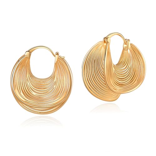 Hanaoops Creolen Ohrring für Damen Ohrringe Klobig Kleine 18K Gold Creolen Klobig Dick Knorpel Kreolen Huggie Creolen Mini Kleine Creolen Leicht Breit Ohrringe Mädchen