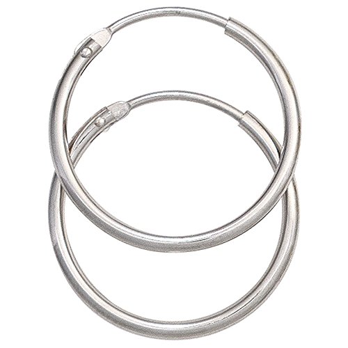 Jobo Damen-Creolen aus 14 Karat 585 Weißgold Durchmesser 20 mm