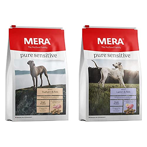 MERA Pure Sensitive Adult Truthahn und Reis Hundefutter Trockenfutter für die tägliche Ernährung nahrungssensibler Hunde Pure Sensitive Adult Lamm und Reis Hundefutter