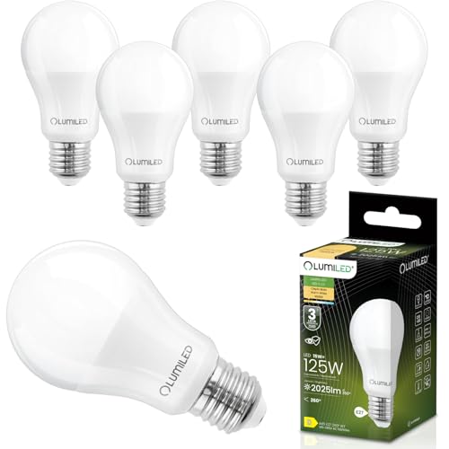 Lumiled LED Lampe E27 A65 15W ersetzt 125W 2025lm 3000K Warmweiß 230V 260 Abstrahlwinkel Nicht Dimmbar Innenbeleuchtung Tropfen Lichtquelle Energiesparlampe 6er Pack