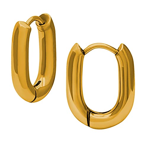 Soul-Cats ovale Creolen aus Edelstahl Ohrringe in gold