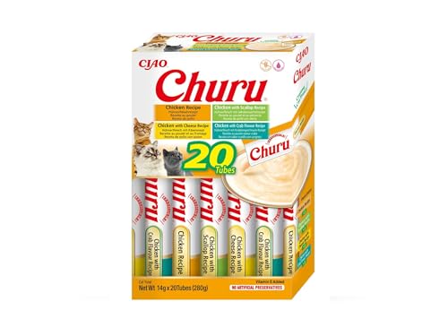 INABA Churu Einzelzutat Huhn Getreidefrei Zuckerfrei Kalorienarm 100% natürliches Fleisch Creamy Katze Keine Nebenerzeugnisse Premium Cat Treats 20x 14g
